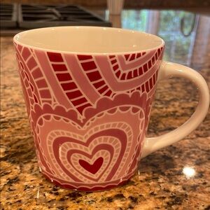 Starbucks 2005 Heart Patterned Red White Pink Coffee Mug - Valentines or any day